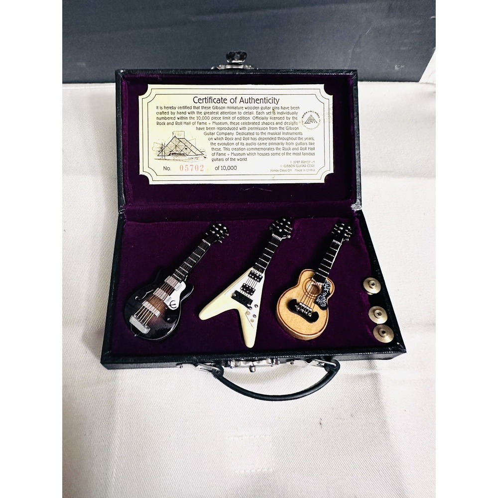 Gibson Xonex Rock and Roll Hall of Fame Miniature Guitar Pin Set Limited Edition